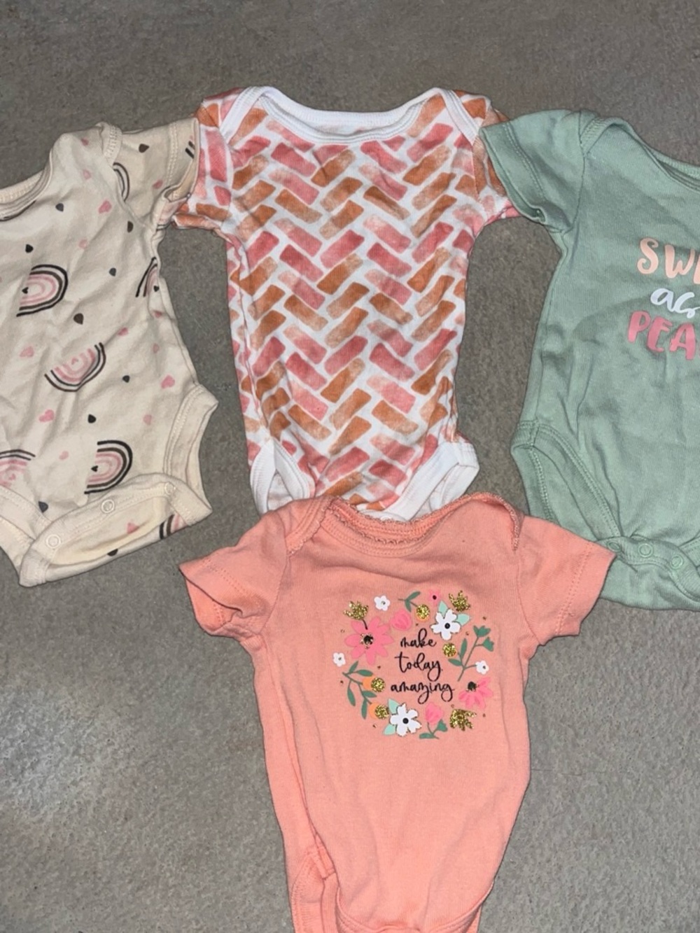 Koala Kids Peach Floral Graphic One-Piece Bodysuit